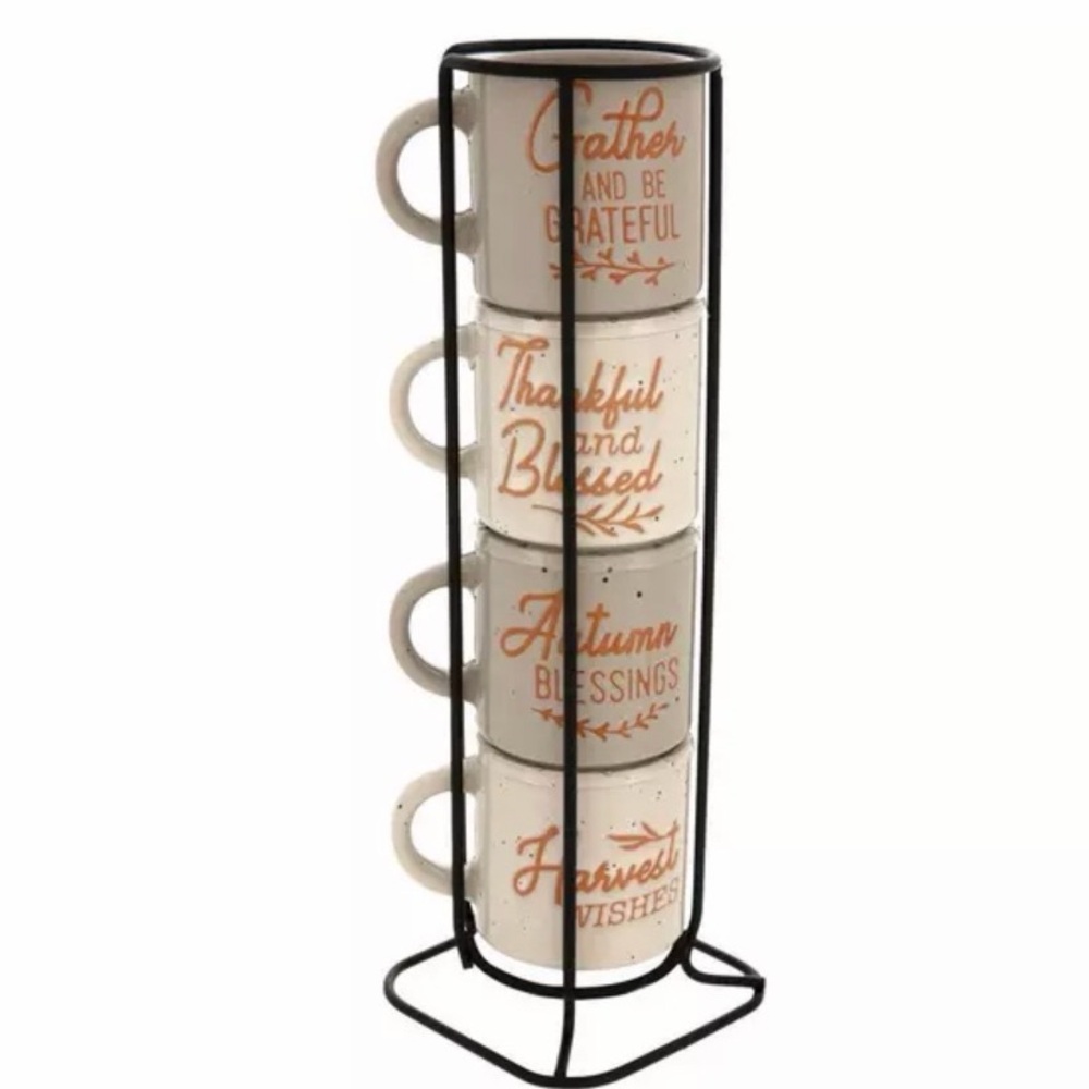 Stackable Autumn Themed Espresso Mugs with Stand Hobby Lobby